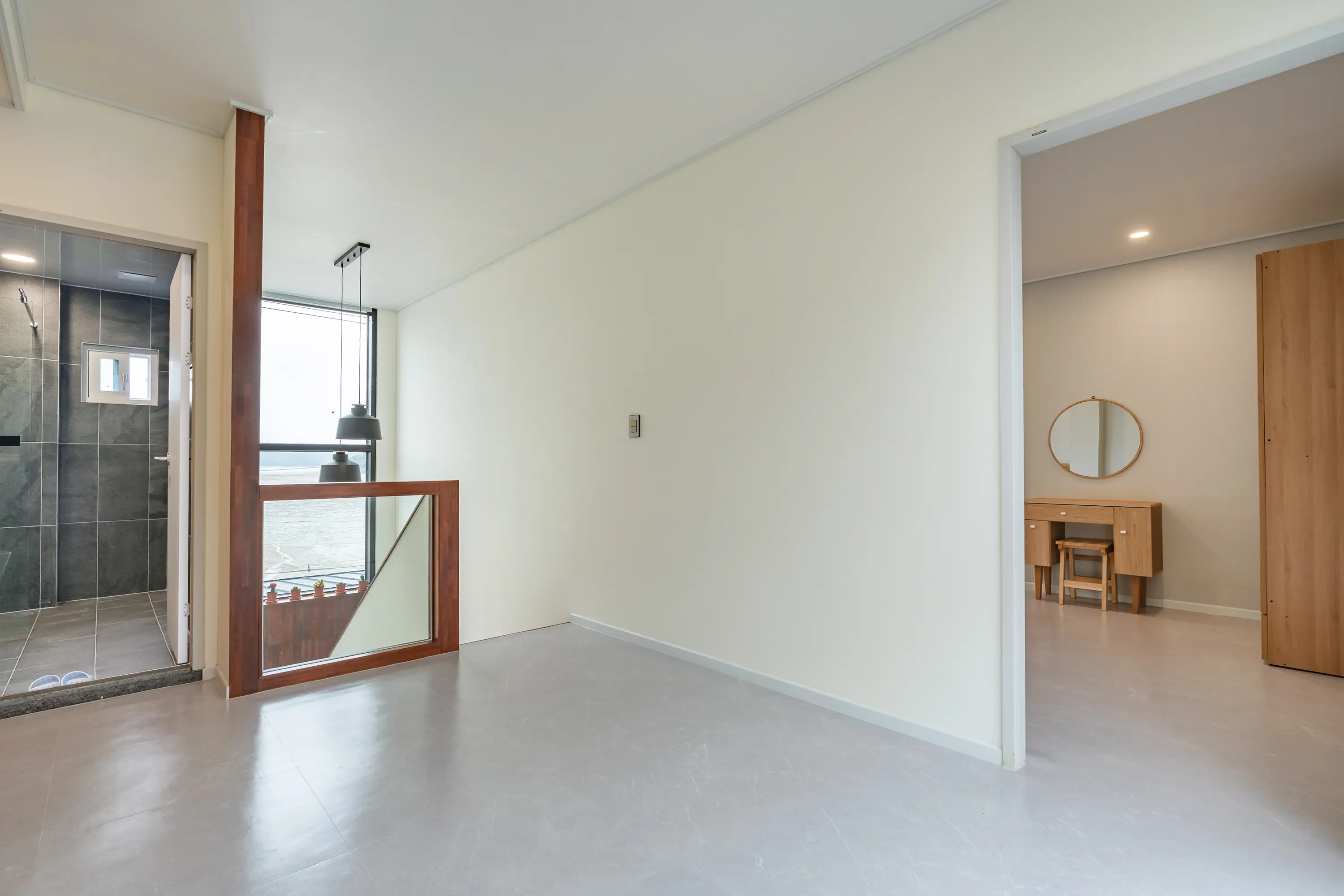 Second-floor stairs and hallway