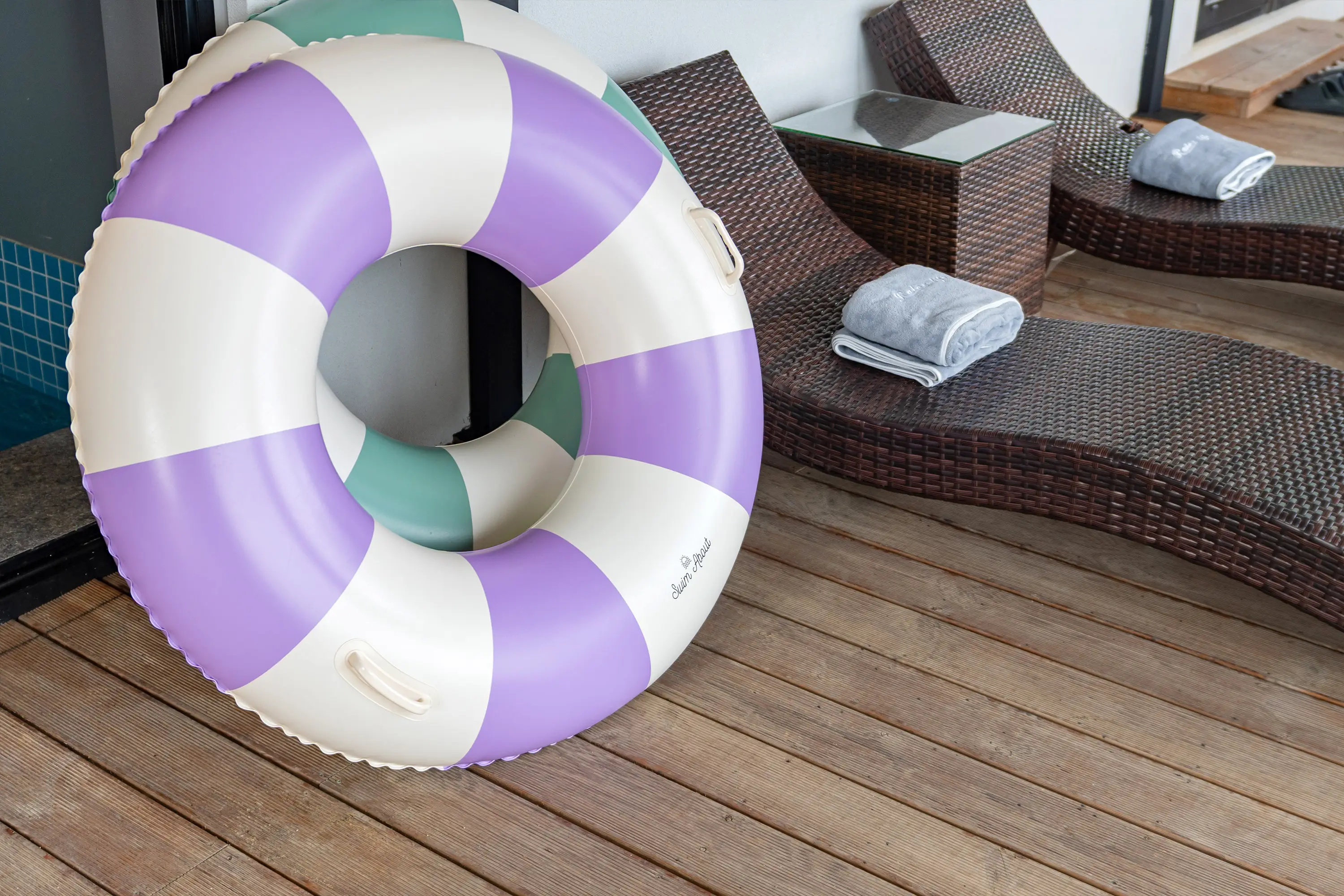 Sunbeds on the deck